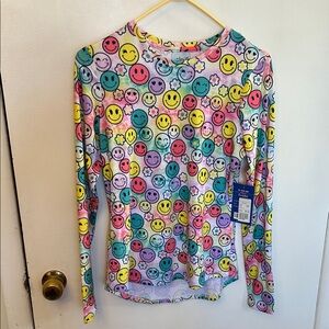 Ava Therese Colorful Smiley Face Long Sleeve Tee Small NWT
